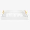Kate and Laurel Caspen Rectangle Cut Out Pattern Decorative Tray with Gold Metal Handles, 16.5" x12.25", White and Gold view 2
