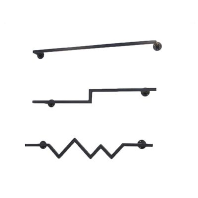 Wall-Mounted Metal Hanger Clothes Hat Bag Z-Shaped Wave-Breaking Pole Living Room Bedroom Balcony Clothing Store Clothes Rack Wall Decoration (Color : Black, Size : 100cm)