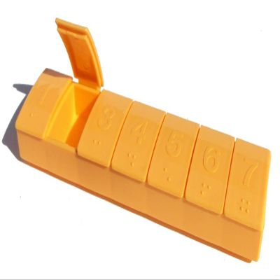 Tupperware Gadget 7 Day Pill Keeper Divided Storage Container Organizer Papaya Orange