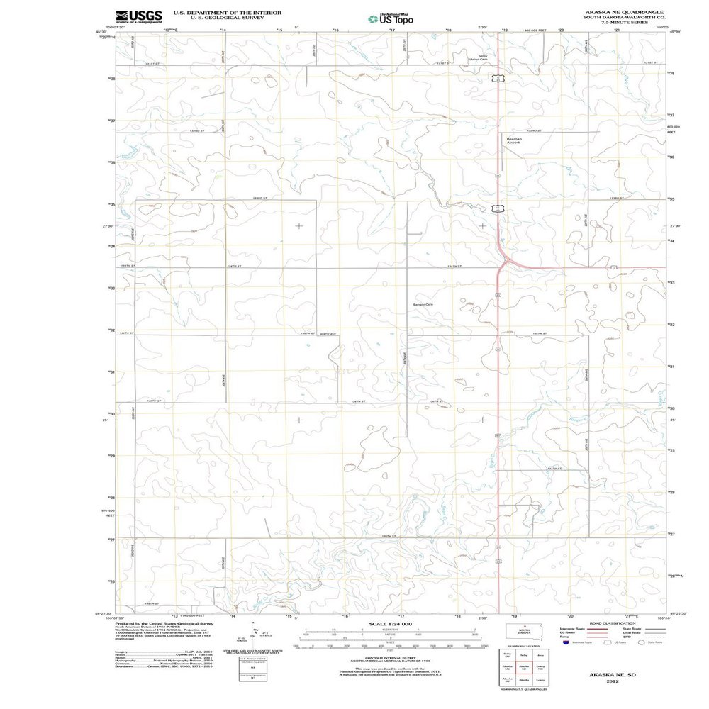 2012 Akaska, SD - South Dakota - USGS Historical Topographic Map : 44in x 59in, Large Wall Art Map