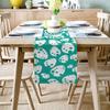 Linen Burlap Table Runner Happy Easter Day Table Runners 16x72 inches Washable Fabric Tablerunner Table Top Decoration Tapestry for Indoor Outdoor Events - Easter Eggs Spring Festival Teal White view 2