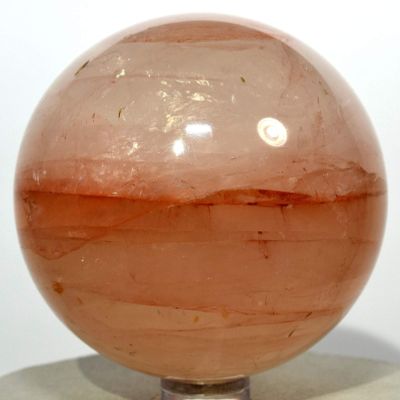 2.5" 390g Red Fire Hematoid Quartz Sphere Natural Sparkling Polished Translucent Gemstone Crystal Mineral Collectible Ball - Madagascar + Stand