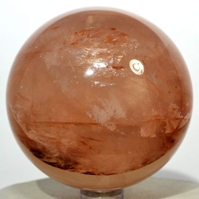 2.6" 425g Rainbow Sparkling Translucent Red Fire Hematoid Quartz Sphere Polished Natural Gemstone Crystal Mineral Ball - Madagascar + Stand