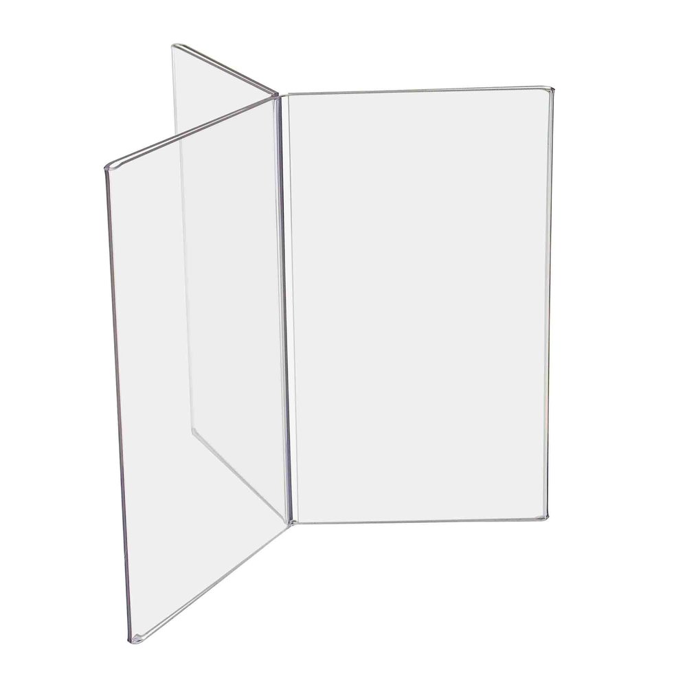 Marketing Holders 6 Pack Sign Holder 4 x 6 Inch Multi Sided Table Display Menu or Advertisement Flier Holder Clear Acrylic Restaurant 3 Panel Table Tent Holds 6 Signs or Notices Bottom Loads