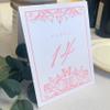 Butterfly Flourish Wedding Table Numbers (Select Color/Quantity), White, Pink, 1-65, Double Sided, Tent or Use in a Stand, Great for Parties & Restaurants - Made in the USA view 1
