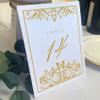Butterfly Flourish Wedding Table Numbers (Select Color/Quantity), White, Gold, 1-100, Double Sided, Tent or Use in a Stand, Great for Parties & Restaurants view 1
