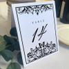 Butterfly Flourish Wedding Table Numbers (Select Color/Quantity), White, Black, 1-80, Double Sided, Tent or Use in a Stand, Great for Parties & Restaurants view 1