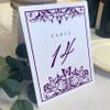Butterfly Flourish Wedding Table Numbers (Select Color/Quantity), White, Eggplant, 1-25, Double Sided, Tent or Use in a Stand, Great for Parties & Restaurants view 1