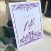 Butterfly Flourish Wedding Table Numbers (Select Color/Quantity), White, Purple, 1-80, Double Sided, Tent or Use in a Stand, Great for Parties & Restaurants view 1