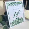 Butterfly Flourish Wedding Table Numbers (Select Color/Quantity), White, Hunter Green, 1-65, Double Sided, Tent or Use in a Stand, Great for Parties & Restaurants view 1