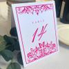 Butterfly Flourish Wedding Table Numbers (Select Color/Quantity), White, Fuschia, 1-75, Double Sided, Tent or Use in a Stand, Great for Parties & Restaurants view 1