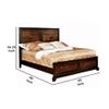 Benjara Transitional Style Queen Size Wooden Parquet Design Bed, Brown view 2