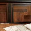 Benjara Transitional Style Queen Size Wooden Parquet Design Bed, Brown view 4