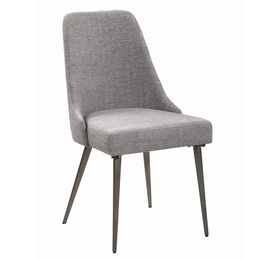 Benjara Textured Fabric Upholstered Metal Frame Dining Chair, Set of 2, Gray