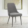 Benjara Textured Fabric Upholstered Metal Frame Dining Chair, Set of 2, Gray view 2
