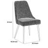 Benjara Textured Fabric Upholstered Metal Frame Dining Chair, Set of 2, Gray view 3