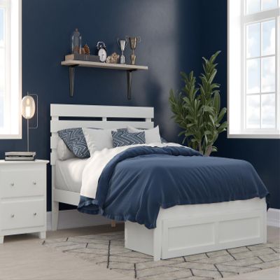 AFI, Oxford Full Platform Bed with Storage Drawer, White