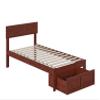 AFI Boston Twin Size Platform Bed with Foot Drawer in Walnut view 1