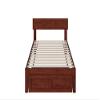 AFI Boston Twin Size Platform Bed with Foot Drawer in Walnut view 4