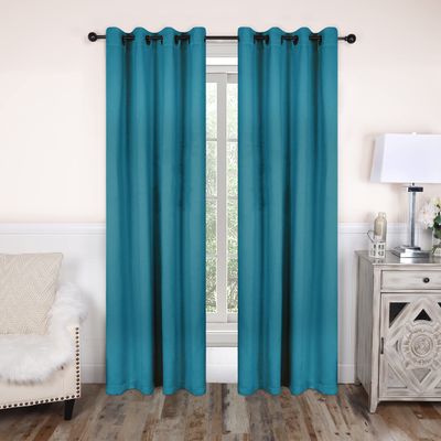 Superior Blackout Curtains, Room Darkening, Bedroom, Drapes, Kitchen, Living Room Window Accents, Sun Blocking, Thermal, 2 Pack, 8 Grommets, Solid Blackout Curtains, Set of 2, 52" x 84", Aqua