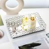Feyarl Crystal Perfume Tray Cosmetic Makeup Vanity Tray Jewelry Trinket Rings Earrings Organizer Decorative Tray Storage for Home Deco Wedding Dresser Coffee Tabletop Girl Women Gift(10" x 6 "Silver) view 4