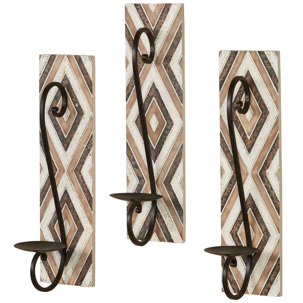 Chaya Geometric Wall Sconces Brown Each Measures 6" Wx8 Dx23 H Set of 3