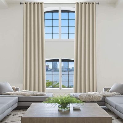 TWOPAGES Loft Curtain, 180 Inch Long for Loft Essential Darkening Thermal Insulated Curtains for Living Room/Bedroom Blackout Window Drape (Beige 1 Panel 50Wx180L)