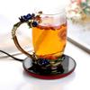 Cup Warmer Pad, Portable Electric Waterproof Touch Heating Cup Mat Coffee Mug Warmer Pad Beverage Heater for Coffee Tea Milk, Waterproof/ Electricity Leakage Proof(Red US 110V) view 3