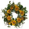 24 Inch Sunflower Wreath with Green Leaves DIY Buffalo Plaid Blossom Floral Wreath on Grapevine Base Summer Front Door Wreath for Festival Celebration Front Door Wall Window Home Farmhouse Decor view 1