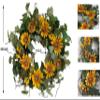 24 Inch Sunflower Wreath with Green Leaves DIY Buffalo Plaid Blossom Floral Wreath on Grapevine Base Summer Front Door Wreath for Festival Celebration Front Door Wall Window Home Farmhouse Decor view 2