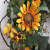 24 Inch Sunflower Wreath with Green Leaves DIY Buffalo Plaid Blossom Floral Wreath on Grapevine Base Summer Front Door Wreath for Festival Celebration Front Door Wall Window Home Farmhouse Decor view 3