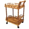 Benjara Casters Supported 2 Tier Wooden Wine Table with Turned Legs, Brown view 1