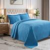 Superior Cascade Cotton 2 Piece Bedspread Set, Home Bed Decor, Decorative Textured Bed Spread, 1 Pillow Sham, Airy Blanket, Matelasse Coverlet Bedding, Wave Pattern Design, Twin, Denim Blue view 1