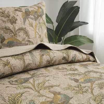 Brandream Bedding American Country Quilt Comforter Sets Cotton Birds Printing Queen Quilt Set Vintage Bedspread Coverlet Set 3Pcs