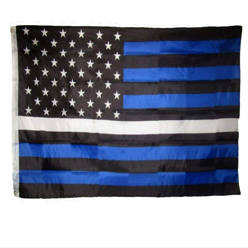 3X5 Foot Thin White Line USA Flag Police Fire Support Brothers Sisters 100D