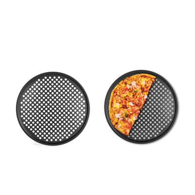 Fox Run Non-Stick Perforated Pizza Pans, Set of 2 with Holes for Crispy Crust, 14-Inch, Black