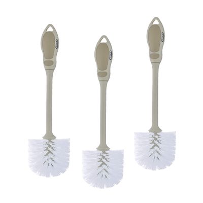 Superio Beige Toilet Brush Heavy Duty Durable Bristles with Long Handel Comfort Grip