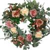 Fall Wreaths for Front Door 26 Inch Spring Rose Blossom Wreath Handmade Pink Artificial Everyday Floral Wreath on Grapevine for Farmhouse Front Door Wall Wedding Party Home Christmas Decor view 1