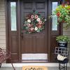 Fall Wreaths for Front Door 26 Inch Spring Rose Blossom Wreath Handmade Pink Artificial Everyday Floral Wreath on Grapevine for Farmhouse Front Door Wall Wedding Party Home Christmas Decor view 2