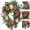 Fall Wreaths for Front Door 26 Inch Spring Rose Blossom Wreath Handmade Pink Artificial Everyday Floral Wreath on Grapevine for Farmhouse Front Door Wall Wedding Party Home Christmas Decor view 3
