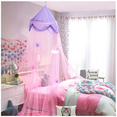 NYDECOR Mosquito Net Bed Canopy Curtains Princess Butterfly Reading Canopies for Girls Kids Single Twin Full Queen Size Beds, Pink and Purple