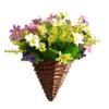 19.7" Lifelike Silk Flower Hanging Cone Basket Artificial Flowers Daisy (Purple and White) view 2