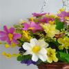 19.7" Lifelike Silk Flower Hanging Cone Basket Artificial Flowers Daisy (Purple and White) view 3