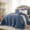 BrylaneHome Bedding Lightweight All Season Florence Quilted Oversized 100% Cotton Ultra Supreme Softness Bedspread - Queen, Smoky Blue view 1