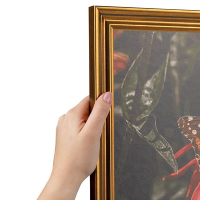 ArtToFrames 5x37 Inch Gold Picture Frame, This 1.25 Inch Custom Poster Frame is Gold Step - Comes with Economy Acrylic and Corrugated Backing (2WOMD1202-5x37)