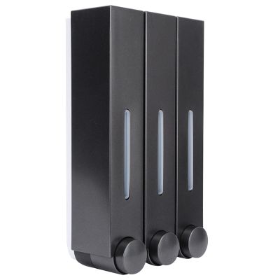 420ml per Cup Wall Mounted Three Head Liquid Soap Shampoo Dispensers for Home Bathroom Hotel(Black)