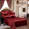 Glimmer Textile 100% Pure Silk Satin 4pc Sheet Sets, Soft & Luxurious, Silk Fitted Sheet with 10" deep Pocket, Silk Flat Sheet & 2pc Pillow Cases Twin XL (39"X80") Burgundy view 1