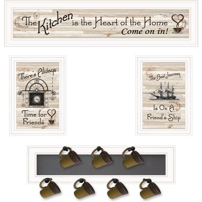 Trendy Decor 4U V435-MPH-226G Kitchen Mug Rack Collection Wall Art Farmhouse Positive Affirmations