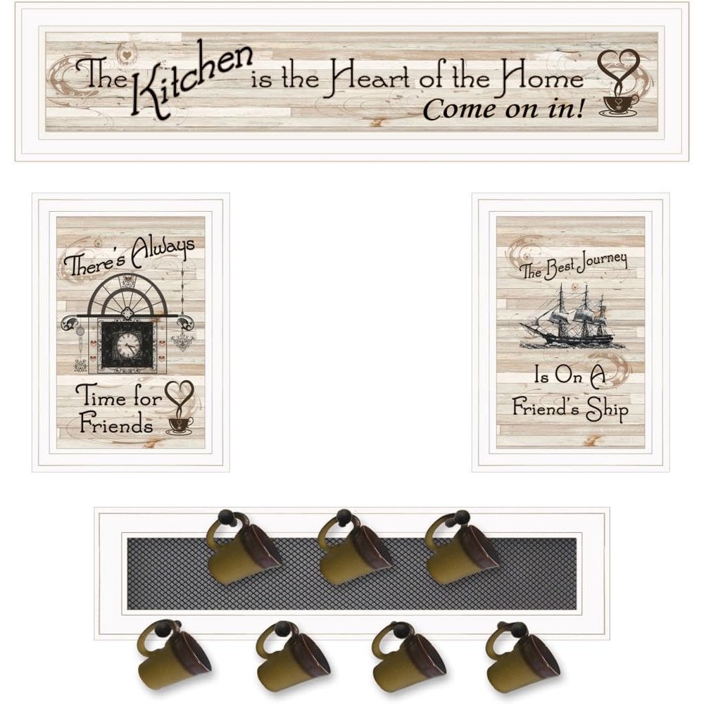Trendy Decor 4U V435-MPH-226G Kitchen Mug Rack Collection Wall Art Farmhouse Positive Affirmations