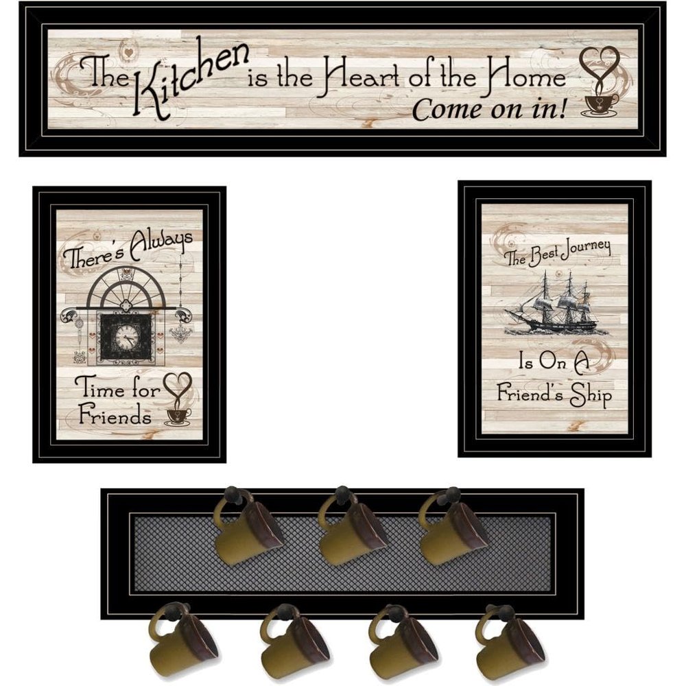 Trendy Decor 4U V435-MPH-704G Kitchen Mug Rack Collection Wall Art Farmhouse Positive Affirmations
